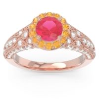 Halo Pave Milgrain Marudyana Ring