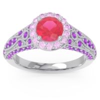 Halo Pave Milgrain Marudyana Ring