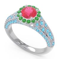 Halo Pave Milgrain Marudyana Ring