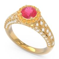 Halo Pave Milgrain Marudyana Ring