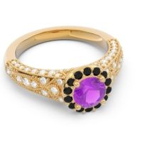 Halo Pave Milgrain Marudyana Ring