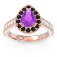 Halo Pave Milgrain Pear Samsic Ring