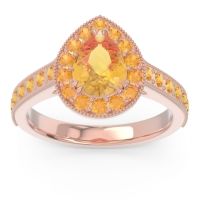 Halo Pave Milgrain Pear Samsic Ring