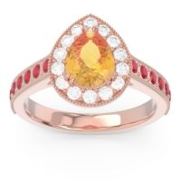 Halo Pave Milgrain Pear Samsic Ring