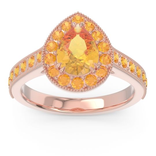 Halo Pave Milgrain Pear Samsic Ring