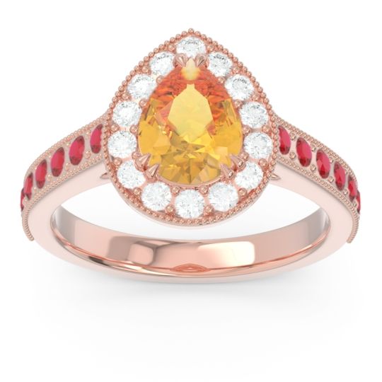 Halo Pave Milgrain Pear Samsic Ring