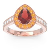 Halo Pave Milgrain Pear Samsic Ring