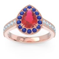 Halo Pave Milgrain Pear Samsic Ring