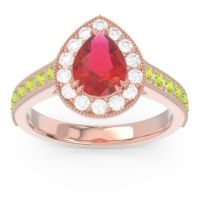 Halo Pave Milgrain Pear Samsic Ring