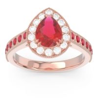 Halo Pave Milgrain Pear Samsic Ring