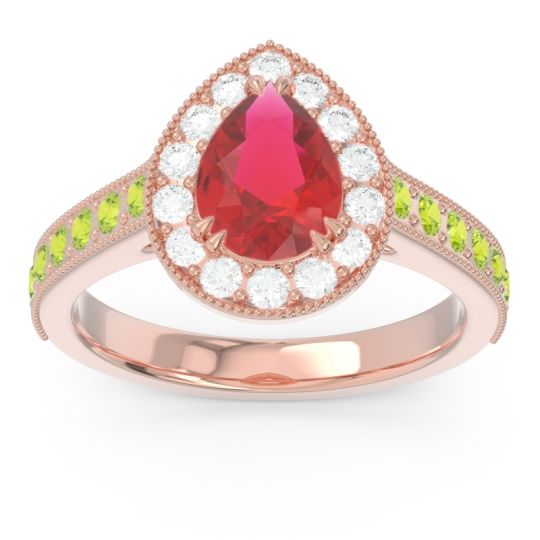 Halo Pave Milgrain Pear Samsic Ring