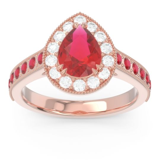 Halo Pave Milgrain Pear Samsic Ring