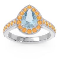 Halo Pave Milgrain Pear Samsic Ring