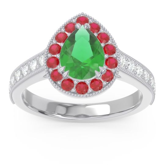 Halo Pave Milgrain Pear Samsic Ring
