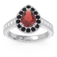 Halo Pave Milgrain Pear Samsic Ring