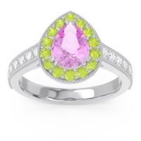 Halo Pave Milgrain Pear Samsic Ring