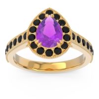 Halo Pave Milgrain Pear Samsic Ring