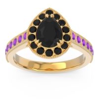 Halo Pave Milgrain Pear Samsic Ring