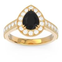 Halo Pave Milgrain Pear Samsic Ring