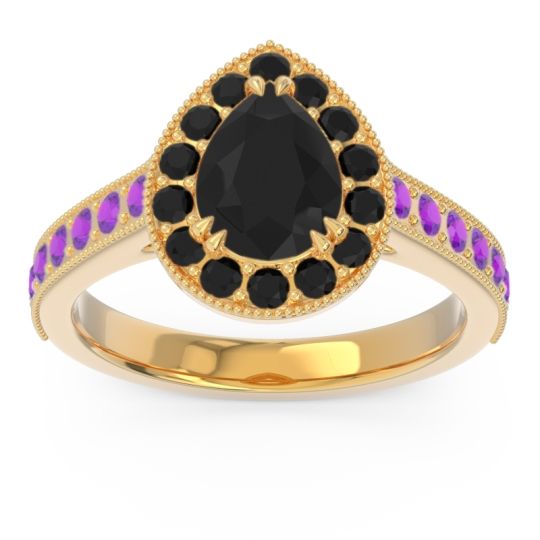Halo Pave Milgrain Pear Samsic Ring