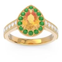 Halo Pave Milgrain Pear Samsic Ring