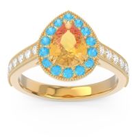 Halo Pave Milgrain Pear Samsic Ring
