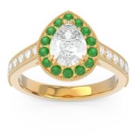 Halo Pave Milgrain Pear Samsic Ring