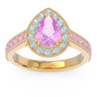 Halo Pave Milgrain Pear Samsic Ring