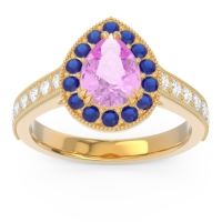Halo Pave Milgrain Pear Samsic Ring