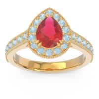 Halo Pave Milgrain Pear Samsic Ring