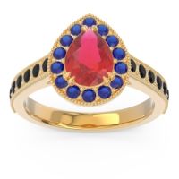 Halo Pave Milgrain Pear Samsic Ring