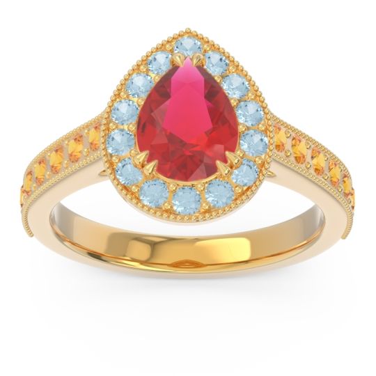 Halo Pave Milgrain Pear Samsic Ring