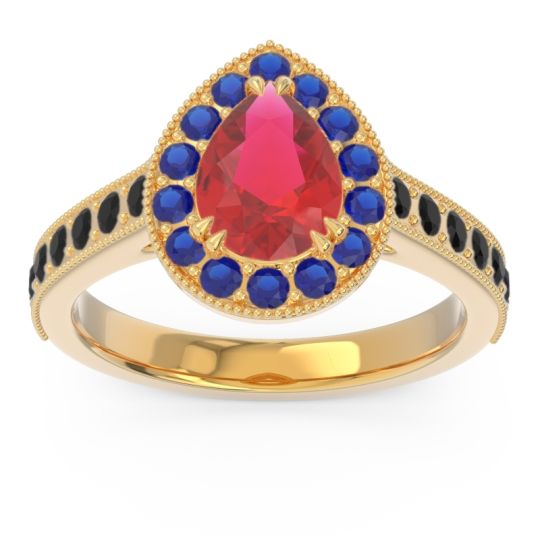 Halo Pave Milgrain Pear Samsic Ring