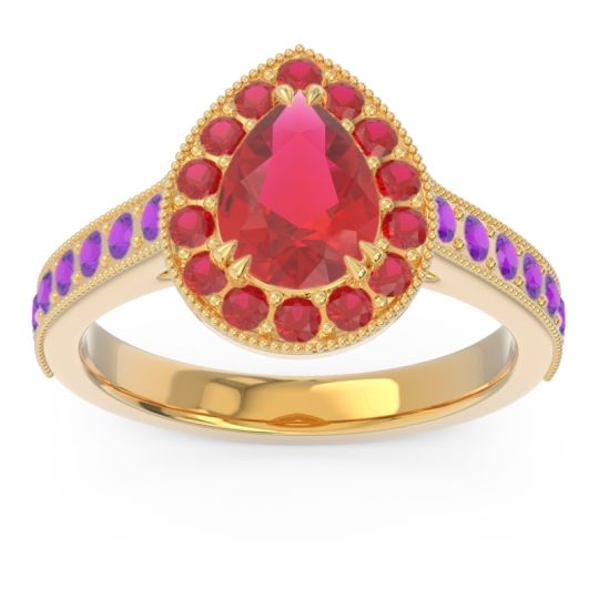 Halo Pave Milgrain Pear Samsic Ring