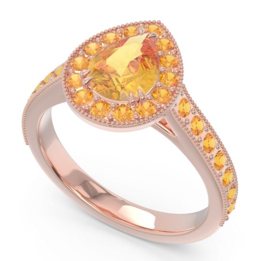Halo Pave Milgrain Pear Samsic Ring
