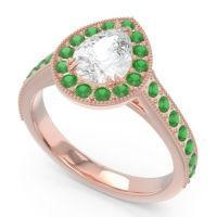 Halo Pave Milgrain Pear Samsic Ring
