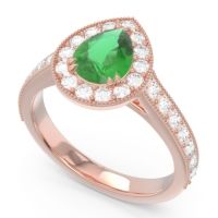 Halo Pave Milgrain Pear Samsic Ring