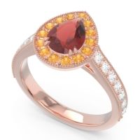 Halo Pave Milgrain Pear Samsic Ring