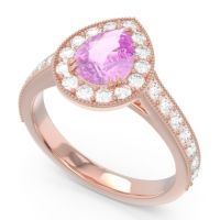 Halo Pave Milgrain Pear Samsic Ring