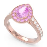 Halo Pave Milgrain Pear Samsic Ring