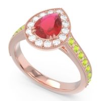 Halo Pave Milgrain Pear Samsic Ring