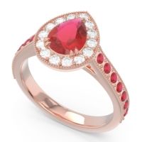 Halo Pave Milgrain Pear Samsic Ring