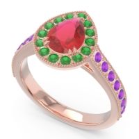 Halo Pave Milgrain Pear Samsic Ring