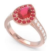 Halo Pave Milgrain Pear Samsic Ring