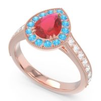 Halo Pave Milgrain Pear Samsic Ring
