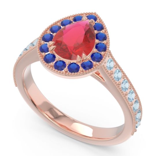 Halo Pave Milgrain Pear Samsic Ring