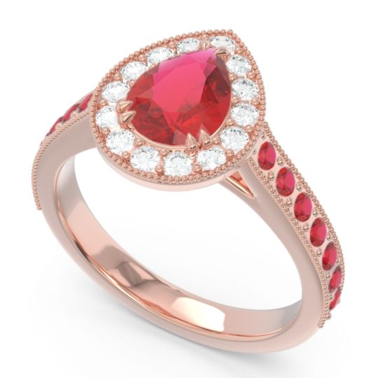 Halo Pave Milgrain Pear Samsic Ring