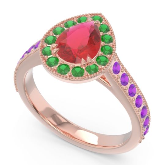 Halo Pave Milgrain Pear Samsic Ring