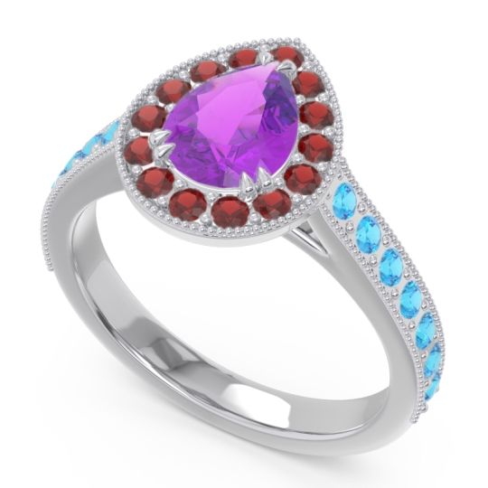 Halo Pave Milgrain Pear Samsic Ring