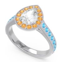 Halo Pave Milgrain Pear Samsic Ring